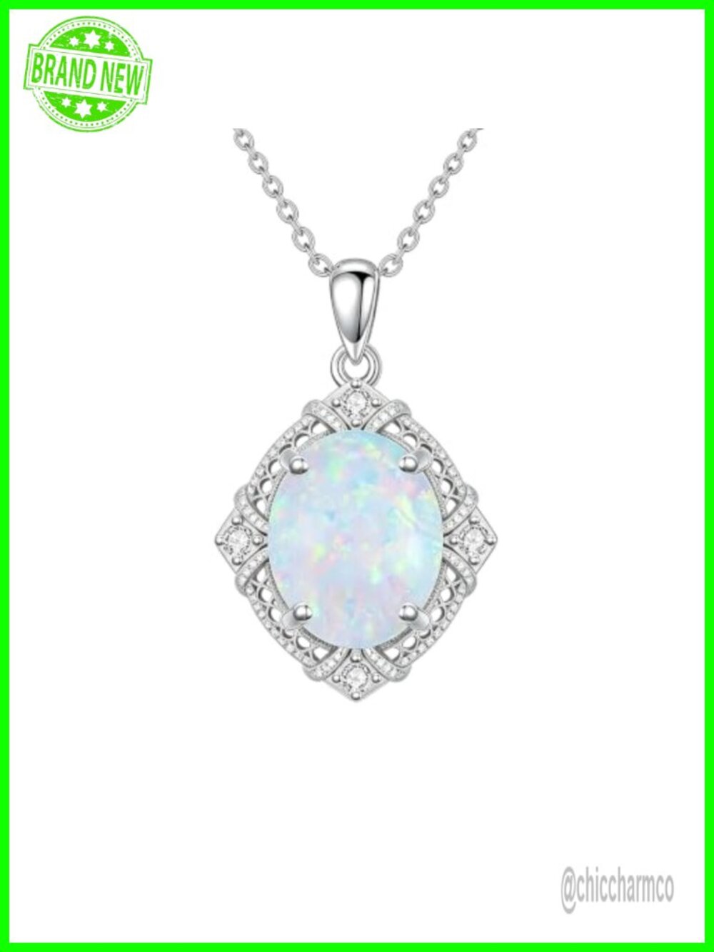 Opal Necklace Dainty for Women Sterling Silver White Opal Infinity Leaf Star